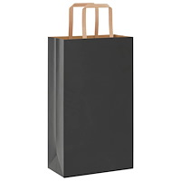 vidaXL Papperspåsar 250 st med handtag svart 21x11x36 cm