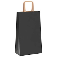 vidaXL Papperspåsar 250 st med handtag svart 21x11x36 cm