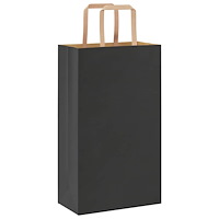vidaXL Papperspåsar 250 st med handtag svart 21x11x36 cm