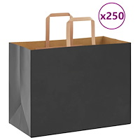 vidaXL Papperspåsar 250 st med handtag svart 32x17x25 cm