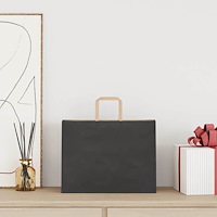 vidaXL Papperspåsar 250 st med handtag svart 32x17x25 cm