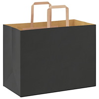 vidaXL Papperspåsar 250 st med handtag svart 32x17x25 cm