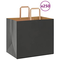 vidaXL Papperspåsar 250 st med handtag svart 32x22x28 cm