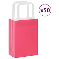 vidaXL Papperspåsar 50 st med handtag rosa 15x8x21 cm