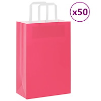 vidaXL Papperspåsar 50 st med handtag rosa 21x11x31 cm