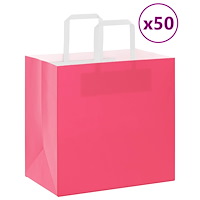 vidaXL Papperspåsar 50 st med handtag rosa 26x17x25 cm