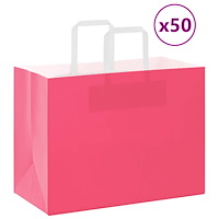 vidaXL Papperspåsar 50 st med handtag rosa 32x17x25 cm