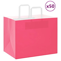 vidaXL Papperspåsar 50 st med handtag rosa 32x22x24 cm