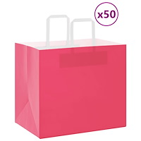 vidaXL Papperspåsar 50 st med handtag rosa 32x22x28 cm
