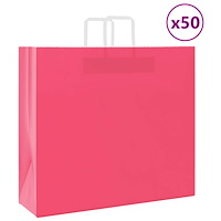 vidaXL Papperspåsar 50 st med handtag rosa 54x15x49 cm