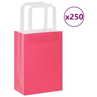 vidaXL Papperspåsar 250 st med handtag rosa 15x8x21 cm