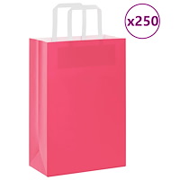 vidaXL Papperspåsar 250 st med handtag rosa 21x11x31 cm