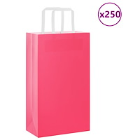 vidaXL Papperspåsar 250 st med handtag rosa 21x11x36 cm