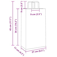 vidaXL Papperspåsar 250 st med handtag rosa 21x11x36 cm