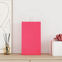 vidaXL Papperspåsar 250 st med handtag rosa 21x11x36 cm