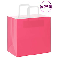 vidaXL Papperspåsar 250 st med handtag rosa 26x17x25 cm