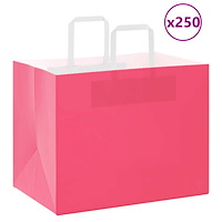 vidaXL Papperspåsar 250 st med handtag rosa 32x22x24 cm
