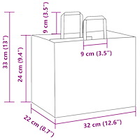 vidaXL Papperspåsar 250 st med handtag rosa 32x22x24 cm