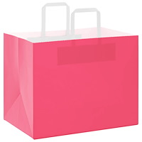 vidaXL Papperspåsar 250 st med handtag rosa 32x22x24 cm