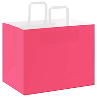 vidaXL Papperspåsar 250 st med handtag rosa 32x22x24 cm