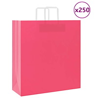 vidaXL Papperspåsar 250 st med handtag rosa 45x17x48 cm