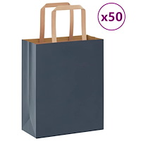 vidaXL Papperspåsar 50 st med handtag blå 18x8x22 cm