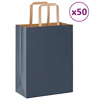 vidaXL Papperspåsar 50 st med handtag blå 21x11x28 cm