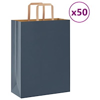 vidaXL Papperspåsar 50 st med handtag blå 26x12x35 cm