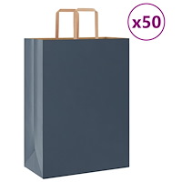 vidaXL Papperspåsar 50 st med handtag blå 32x17x44 cm
