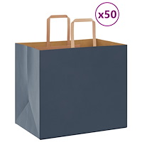 vidaXL Papperspåsar 50 st med handtag blå 32x22x28 cm