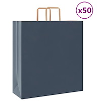 vidaXL Papperspåsar 50 st med handtag blå 45x17x48 cm