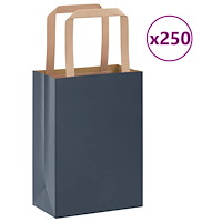 vidaXL Papperspåsar 250 st med handtag blå 15x8x21 cm