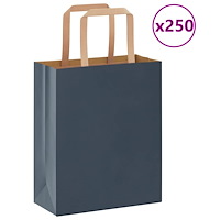vidaXL Papperspåsar 250 st med handtag blå 18x8x22 cm