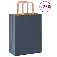 vidaXL Papperspåsar 250 st med handtag blå 21x11x28 cm