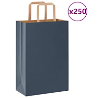 vidaXL Papperspåsar 250 st med handtag blå 21x11x31 cm