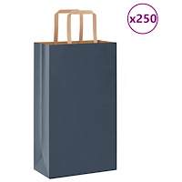 vidaXL Papperspåsar 250 st med handtag blå 21x11x36 cm