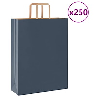 vidaXL Papperspåsar 250 st med handtag blå 32x12x42 cm