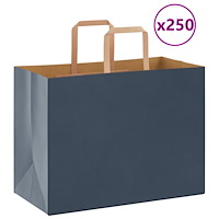 vidaXL Papperspåsar 250 st med handtag blå 32x17x25 cm