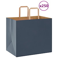 vidaXL Papperspåsar 250 st med handtag blå 32x22x28 cm