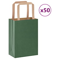 vidaXL Papperspåsar 50 st med handtag grön 15x8x21 cm