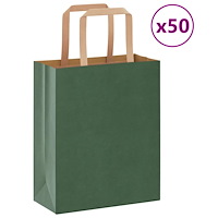 vidaXL Papperspåsar 50 st med handtag grön 18x8x22 cm