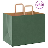 vidaXL Papperspåsar 50 st med handtag grön 32x22x24 cm