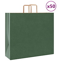 vidaXL Papperspåsar 50 st med handtag grön 54x15x49 cm