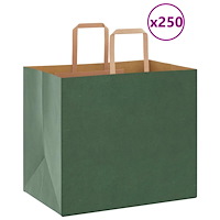 vidaXL Papperspåsar 250 st med handtag grön 32x22x28 cm