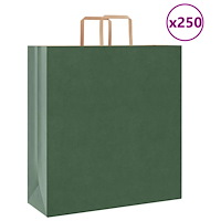 vidaXL Papperspåsar 250 st med handtag grön 45x17x48 cm