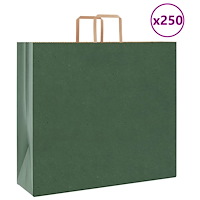 vidaXL Papperspåsar 250 st med handtag grön 54x15x49 cm