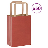 vidaXL Papperspåsar 50 st med handtag röd 15x8x21 cm