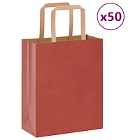 vidaXL Papperspåsar 50 st med handtag röd 18x8x22 cm
