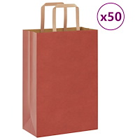 vidaXL Papperspåsar 50 st med handtag röd 21x11x31 cm
