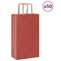 vidaXL Papperspåsar 50 st med handtag röd 21x11x36 cm